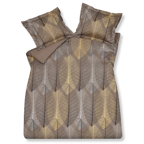 VanDyck overtrek satijn Chestnut 082 Gold,dessin,blad,kleur goud,wit,bruin